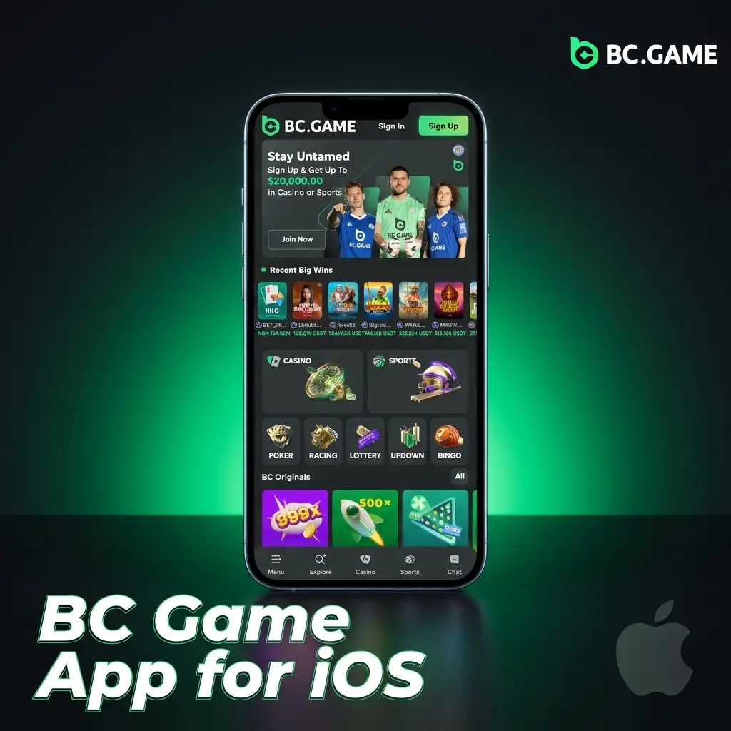 BC Game iOS app download steps for iPhone and iPad via Apple App Store with Face ID and Touch ID authentication
